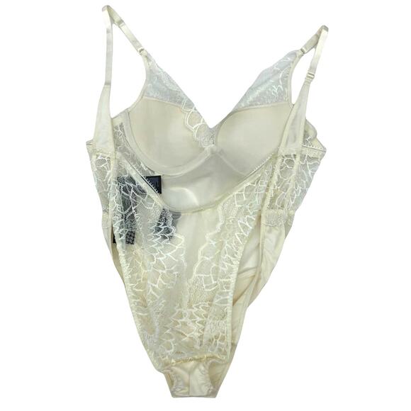 CALVIN KLEIN BLACK FAN LACE UNDERWIRE BODYSUIT IVORY - Picture 3 of 5